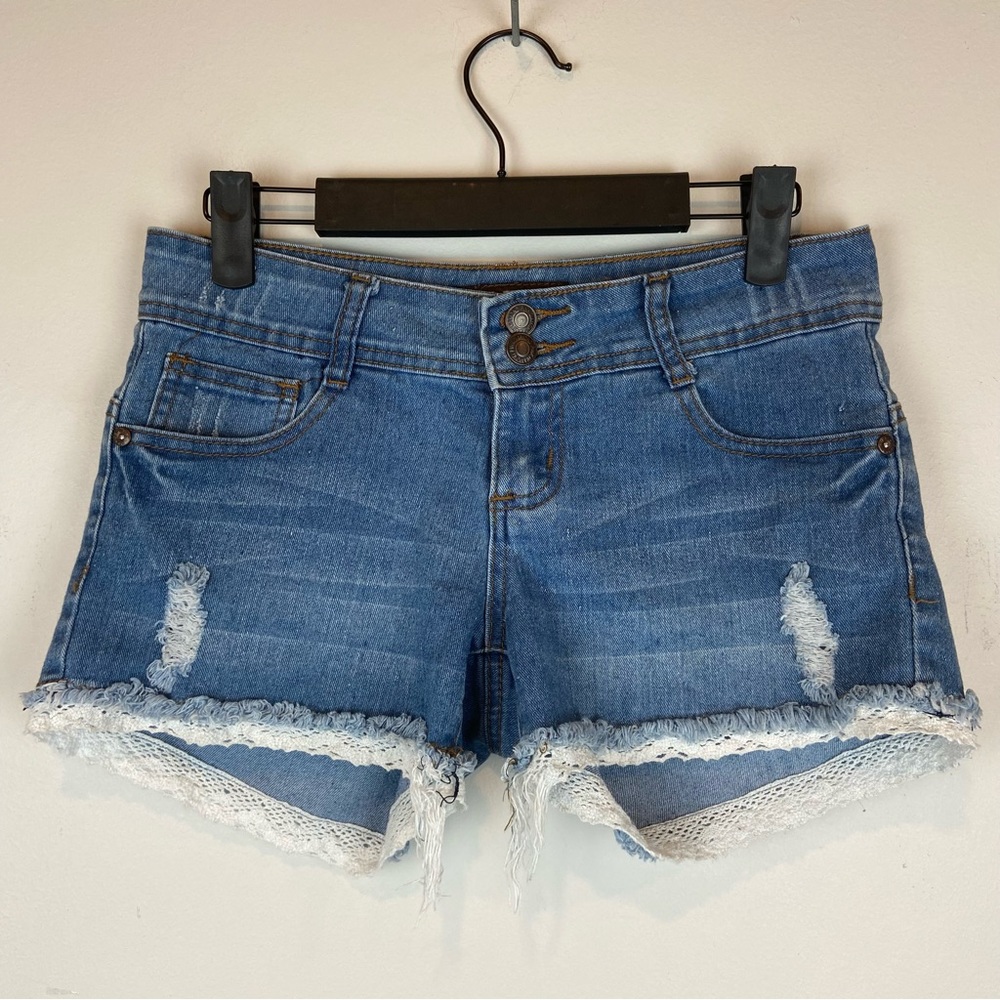 ABM Jeans Blue Jean Shorts Lace Accent Women’s Size 5